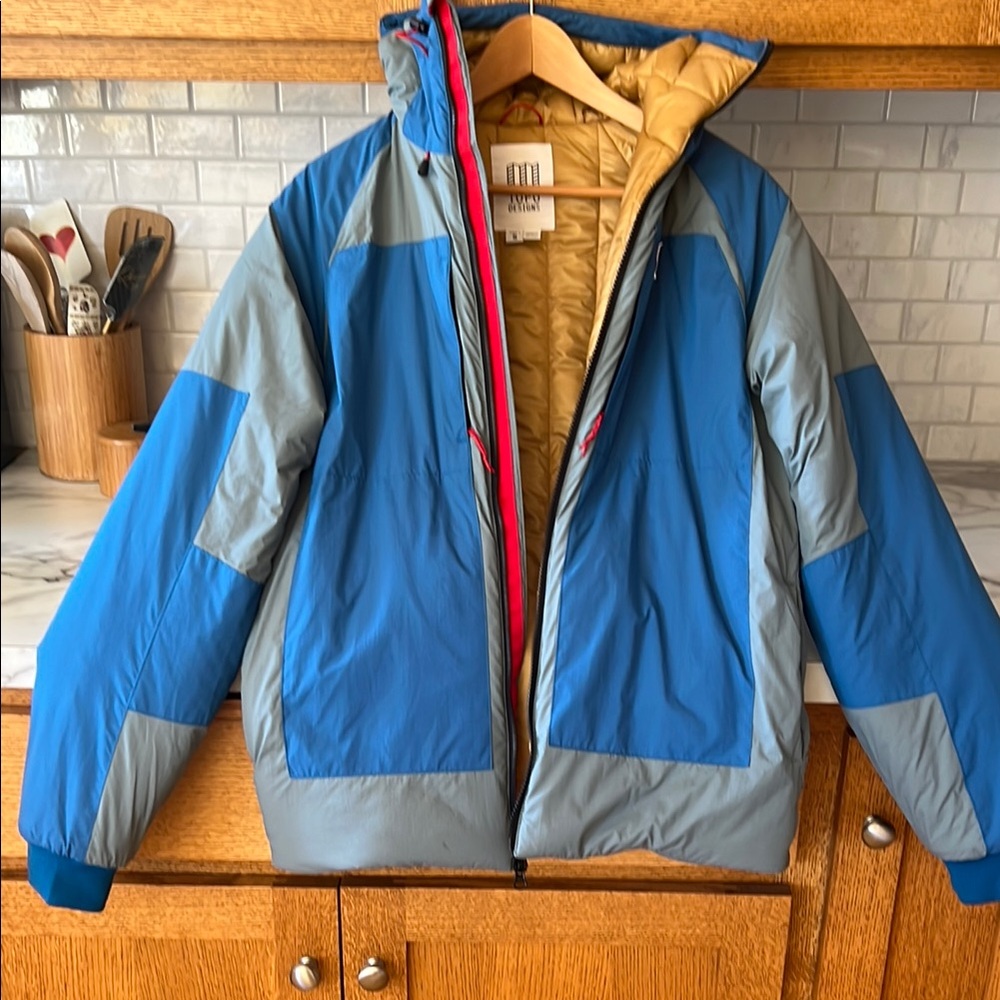 Blue and Gray Hooded Jacket